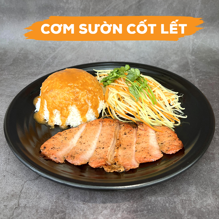 Review món cơm sườn cốp lết nướng ngon