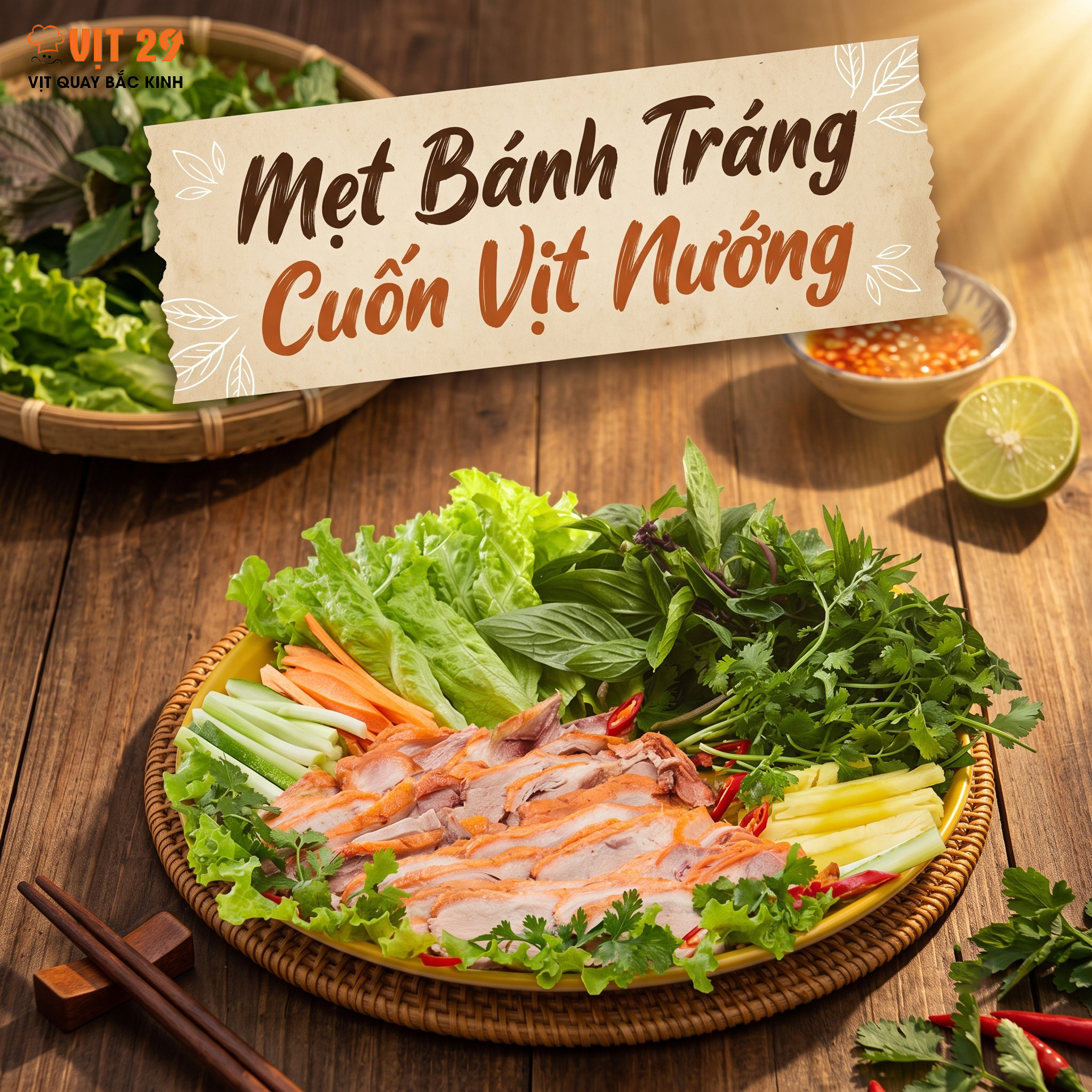 Mẹt Bánh Tráng Cuốn Vịt Nướng